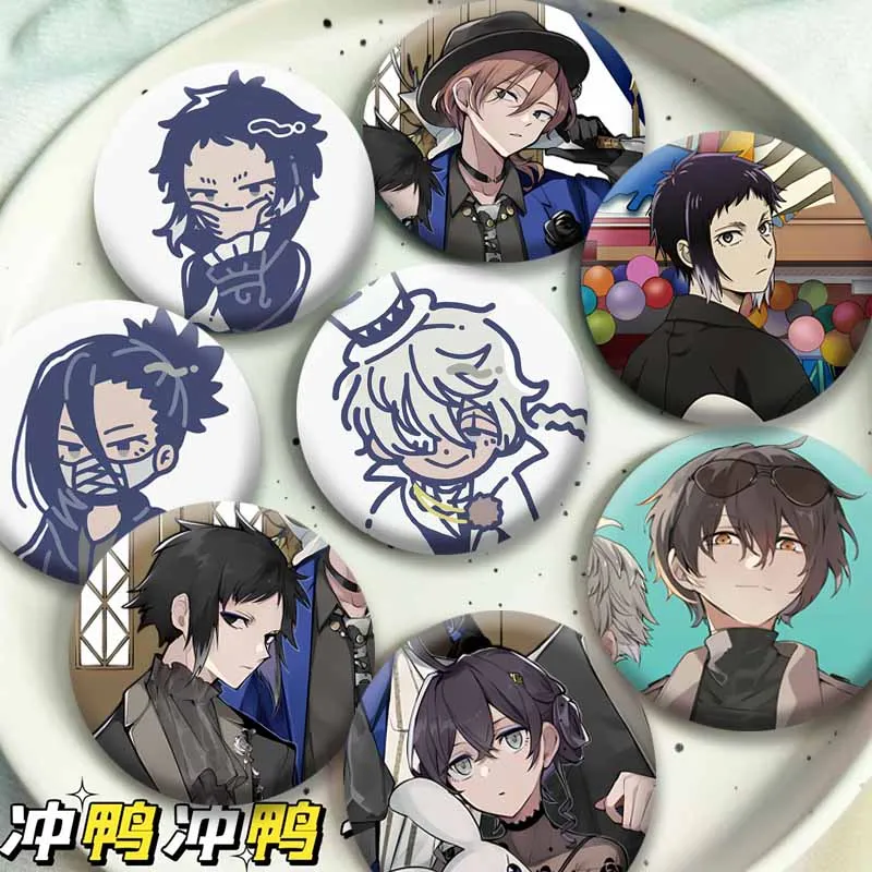 Atsushi Chuuya Ranpo Osamu Dazai Round Brooch Anime Figure Button Pins Cartoon Role Playing Badge Backpack Clothes Jewelry Gifts
