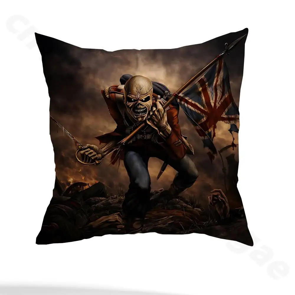 Band H-Iron Maiden-W Pillow Case Square Double-Sided Printing Short Plush Sofa Cushion Cover Bedroom Bedside Pillow
