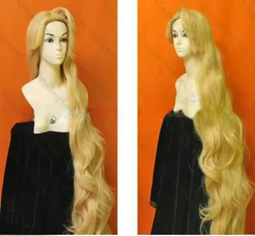 100% Brand New High Quality Fashion Picture full lace wigs 150cm Hot sell about Cosplay Rapunzel Custom Styled Golden Blond