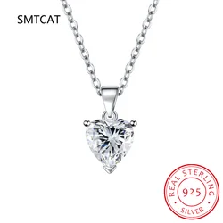 Delicate Sparkling Heart Moissanite Pendant Necklace 925 Sterling Silver 1CT Lab Diamond Fine Jewelry For Women Wholesale