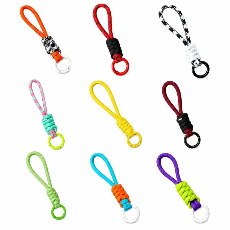 1/2/3/5pcs Unisex Anti-Lost Braided Paracord Lanyard Keychain with Wrist Strap & Keyring for Phone Camera Bottle