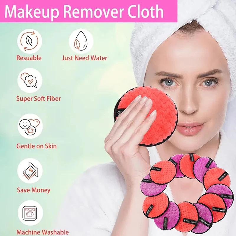 

1/12Pcs Reusable Makeup Remover Pads For Washable Face Clean Sponge Blender Cleansing Puff Cloth Foundation Liquid Cream Tools