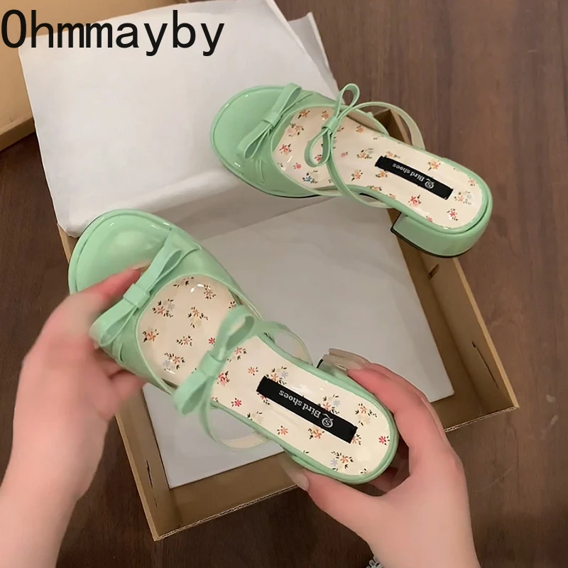 Summer Thick Heel Women Slippers Elegant Open Toe Dress Slides Ladies Concise Dancing Party Prom Shoes image 3