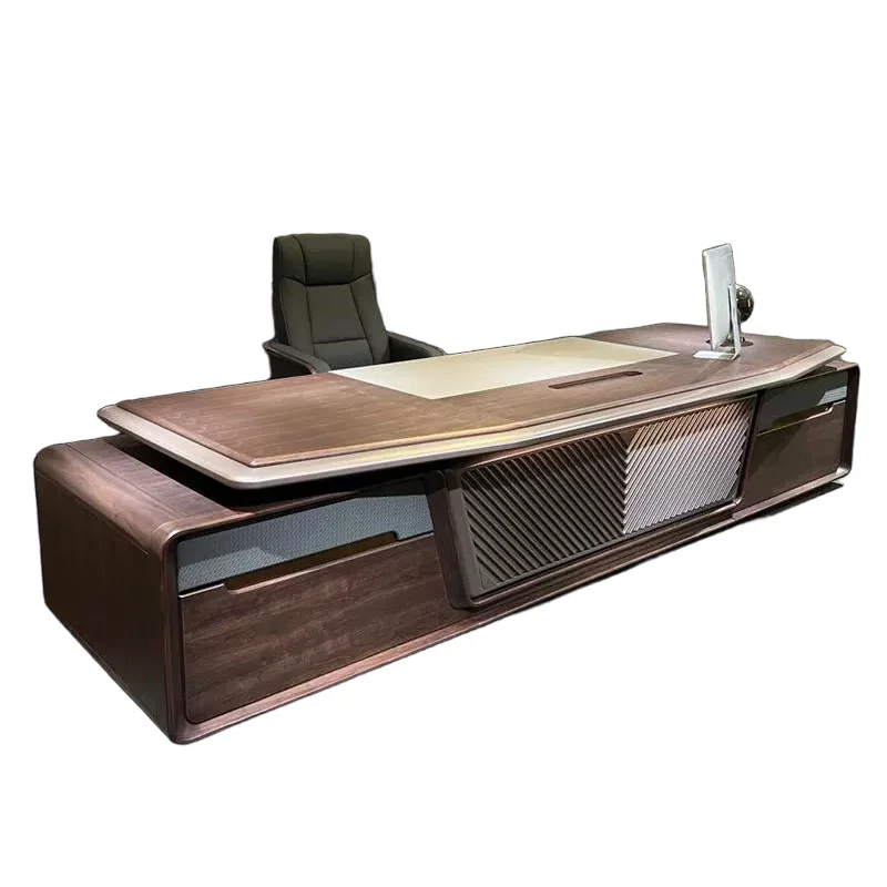 

Новый стол начальника из цельного дерева в китайском стиле, простой и современный офисный стол.