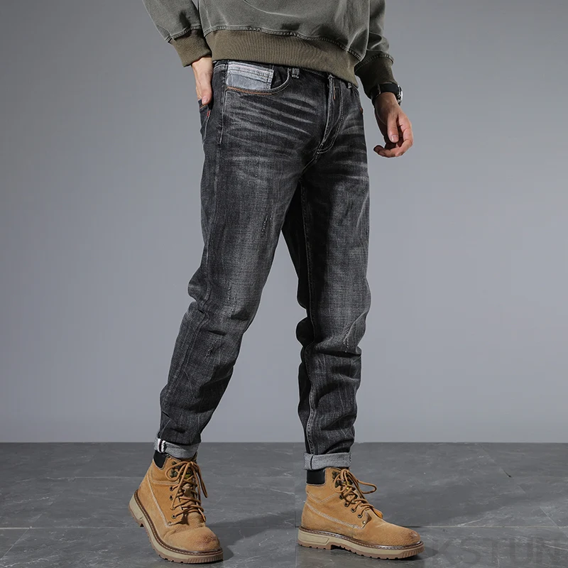 Kstun Grey Jeans Voor Heren Stretch Denim Broek Slanke Rechte Originele Heren Desinger Kleding Streetwear 2024 Herfst Nieuwe Arrivials