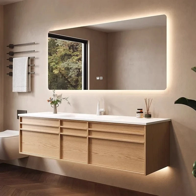 New Chinese rock slab hot bending integrated basin bathroom cabinet combined toilet washstand