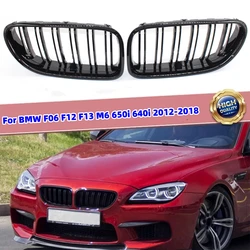 Double Slat Front Kidney Racing Grille For BMW 6 series F06 F12 F13 M6 640i 650i 2012-2017 Glossy Black Car Front Bumper Grille