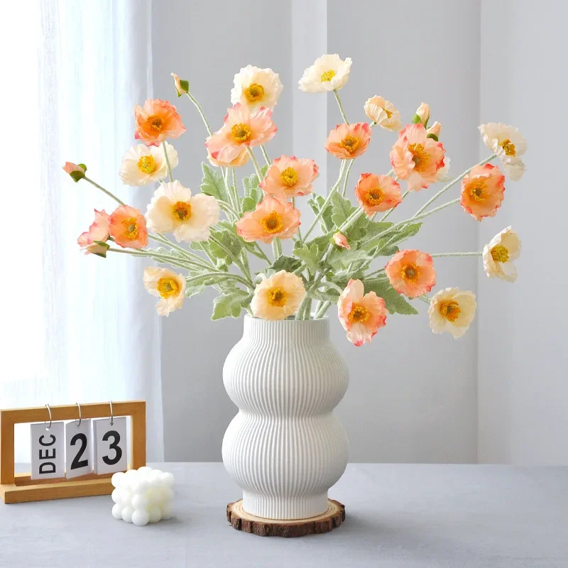 59CM Hairy Poppy Flower Artificial Flower Home Decoration Silk Flower Living Room Soft Decoration Poppy Beauty Photography Prop