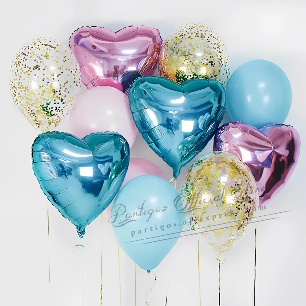 

11Pcs Pink Blue Purple Balloon Set 18inch Heart Helium Globos Valentine's Day Wedding Mermaid Baby Shower Birthday Party Decor