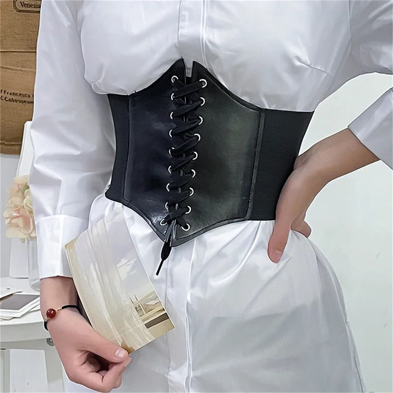 Ceinture artificiel astique Large et Superposition Extérieure pour Femme, Reliure à la Taille, Décoration Polyvalente pour Robe, Été