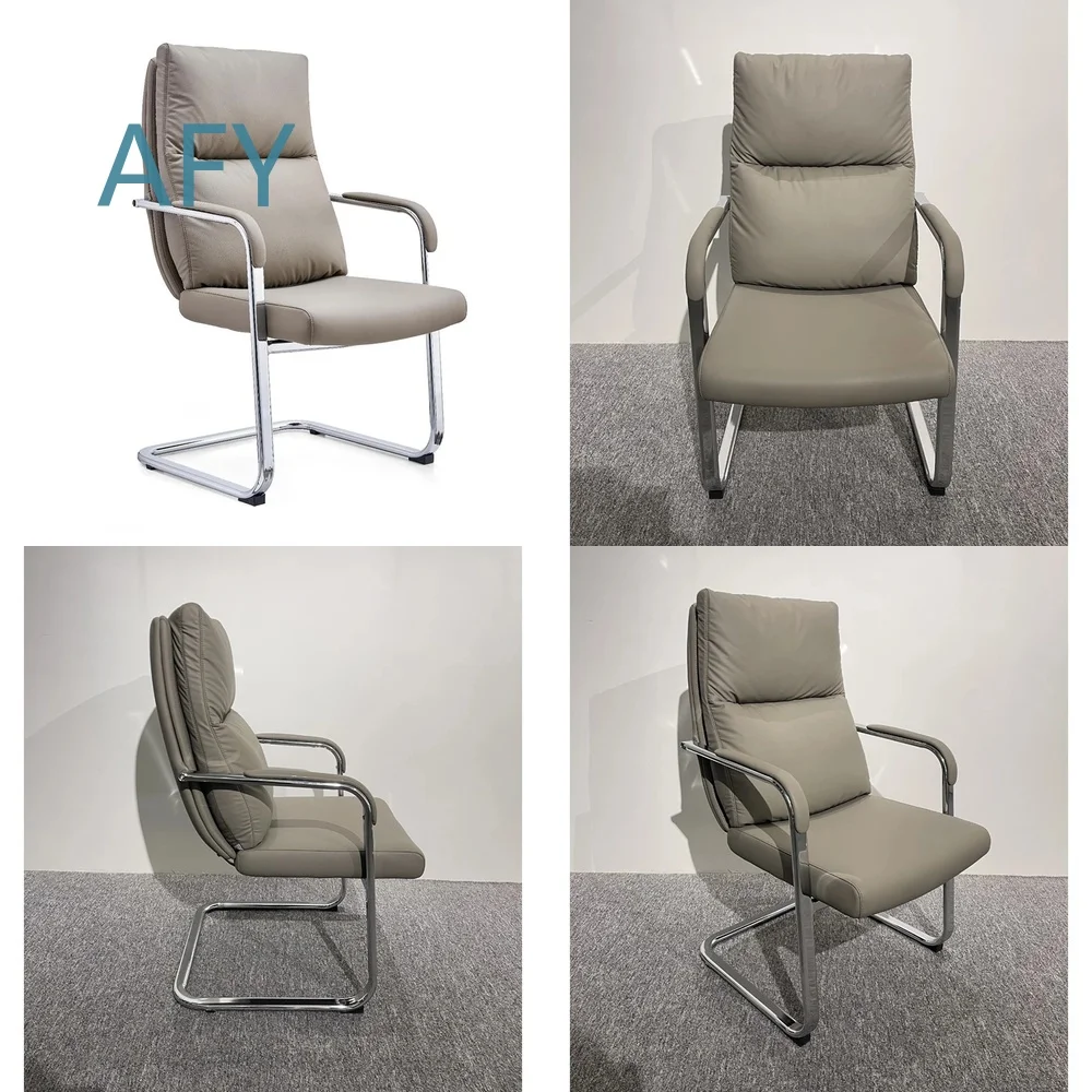 Ergonomic Office Chair for Executive Desk Comfortable Conference Seating Modern Metal Desk Chair Leather Task Chair for Home