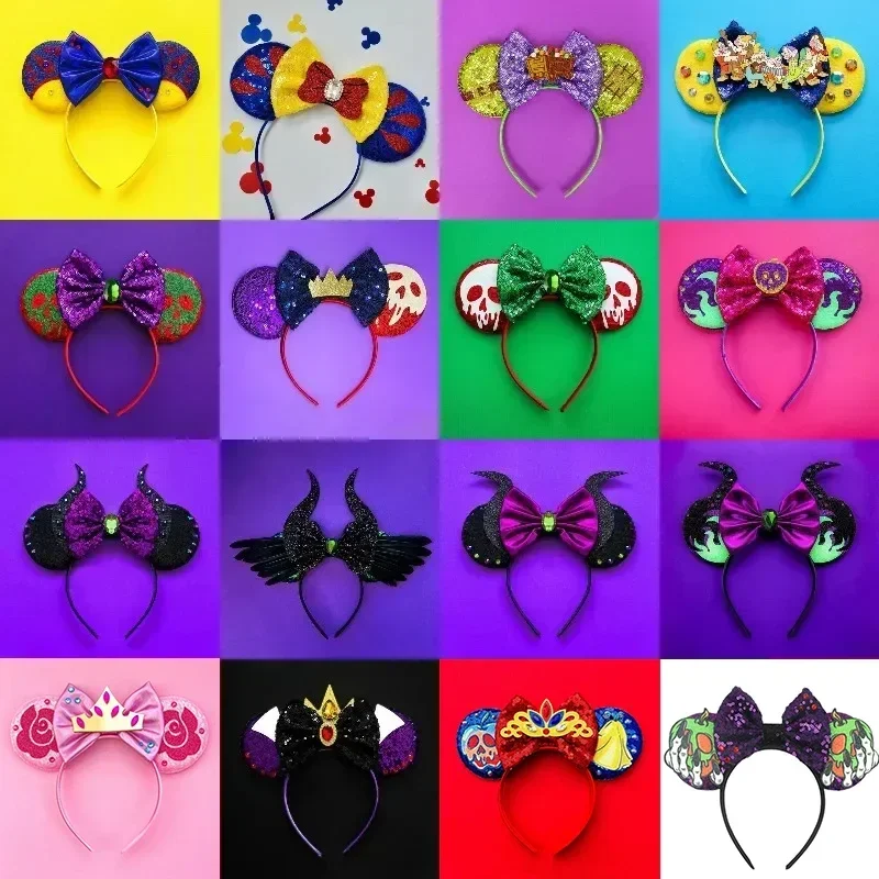 Disney-Diadema con orejas de ratón Remy para adultos, lazos de lentejuelas de Mickey Mouse, diademas, accesorios para el cabello para mujeres y niñas