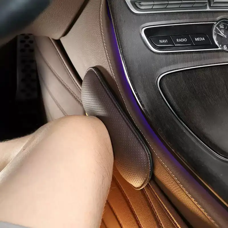 For Car Center Console Knee Pad, Skin-Friendly Leather Driver Leg Rest Cushion, Universal Car Leg Protection Pad