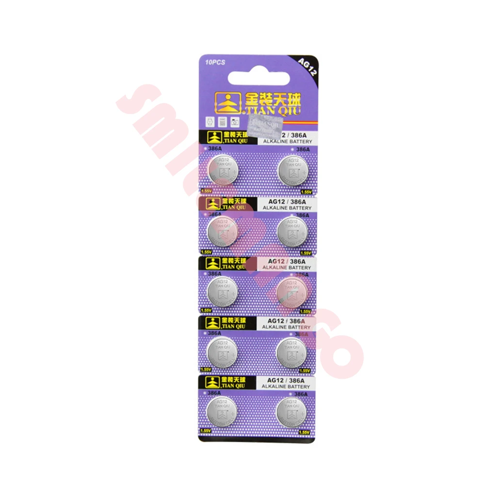 Original TIANQIU AG12 L1142 LR43 301 386 1.5V Lithium Batteries Environmental Protection Button Battery for Watch Battery Remote