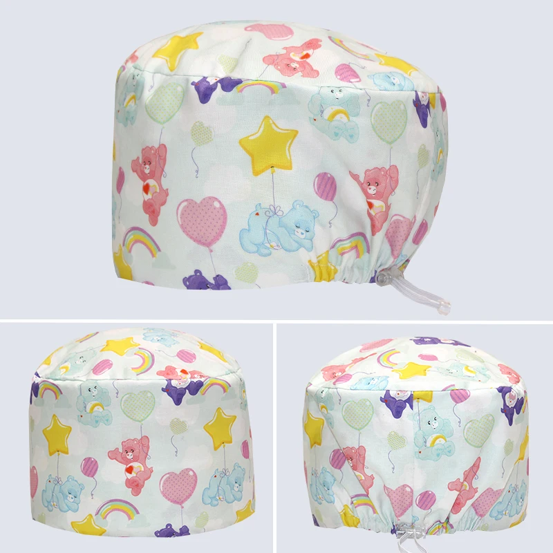 Fashion Printed Surgical Caps Medical Scrub Caps Pet Hospital Nursing Hats Beauty Salon SPA Headwear Men Women Adjustment K1152