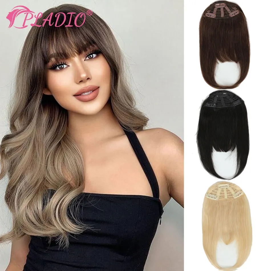 

Прямые человеческие волосы с челкой, заколки для наращивания волос, 100% заколка для волос Remy на челке, бахрома, 3 заколки, заколки для волос для женщин