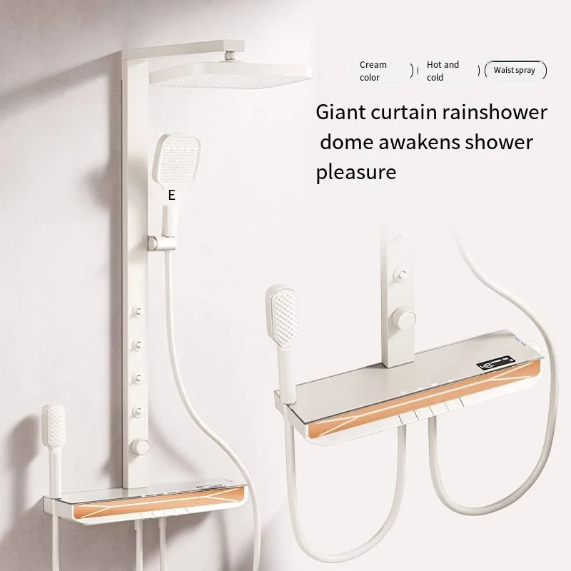 

Gun Gray Chrome Finish Brass Thermostatic Control Single Handle Rain Shower Set Digital Display Constant Temperature