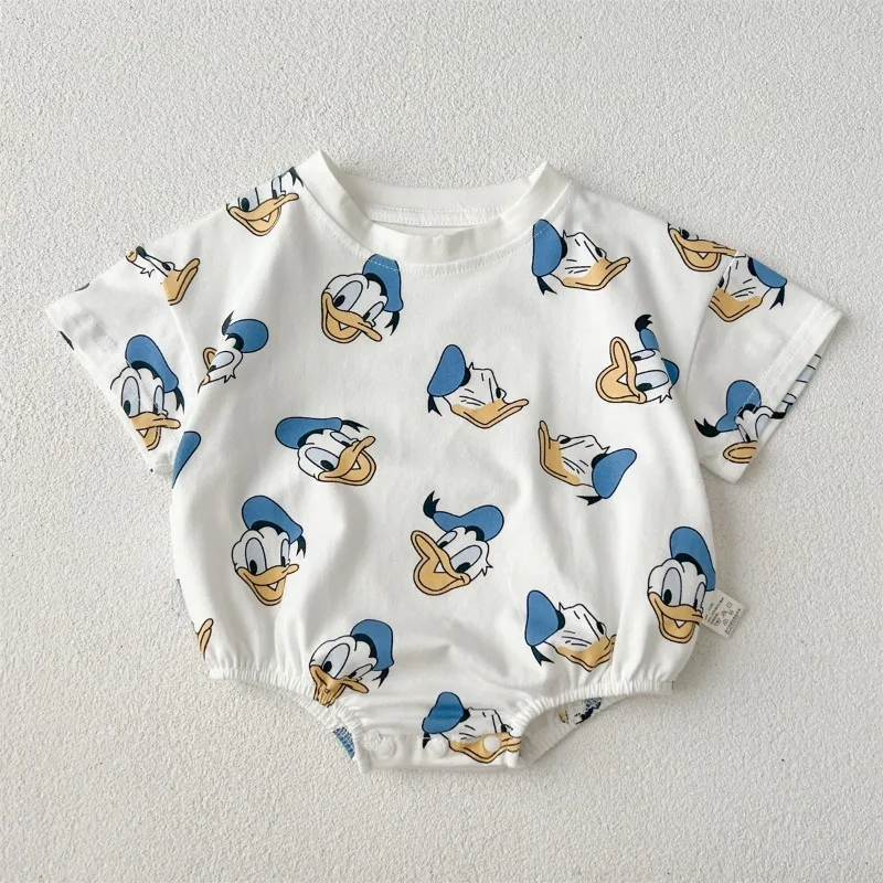 Disney Donald Duck Bodysuits One-Pieces Baby Clothes 0-2 Years Old Cartoon Style Loose Wrap Ass Crawling Suit K594-1