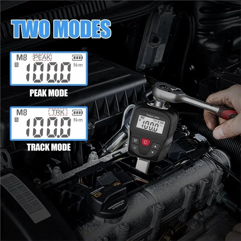 AA94-Digital Torque Tester Bike Car Repair Hand Tools Set 17-340Nm Electronic Torque Meter Wrench Adapter