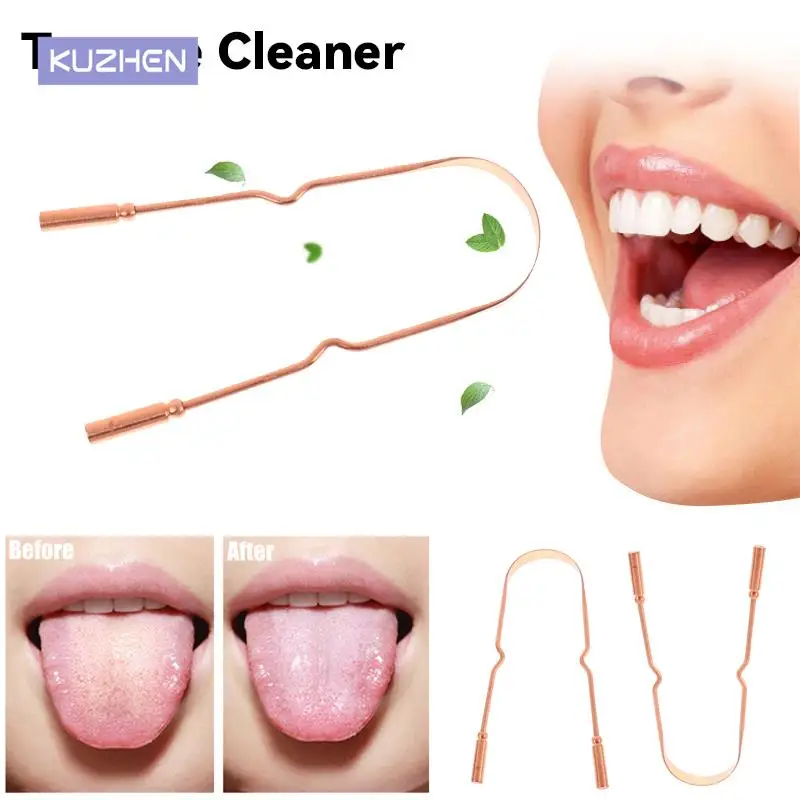 

Hot Tongue Scraper Copper Oral Cleaner Brush Fresh Breath Cleaning Coated Tongue Toothbrush Oral Hygiene Care Tools