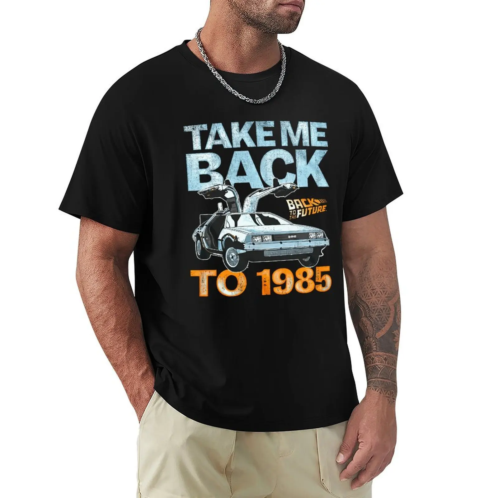 

New OFFICIAL Back to The Future Take Me Back to 1985 DMC Delorean T Shirt Harajuku T-shirt 100% Cotton Graphics Tshirt Tops