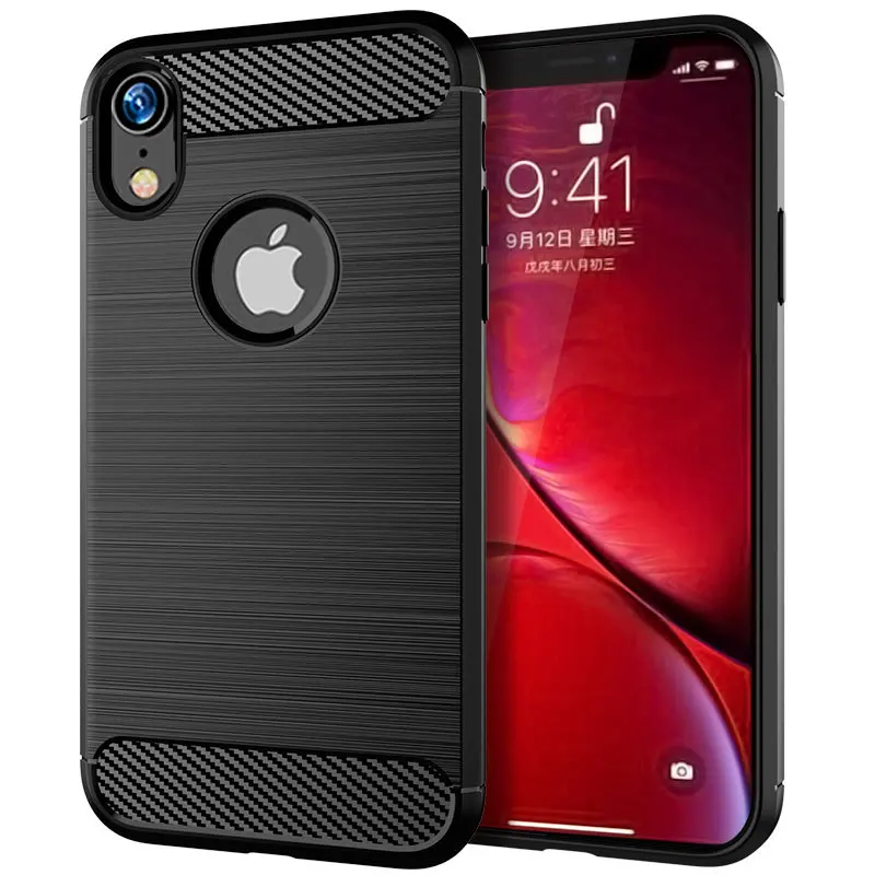 Luxury Soft Carbon Case For iphone xr Shockproof Bumper Silicone Case For Apple iPhone XR Soft Phone Back Cover