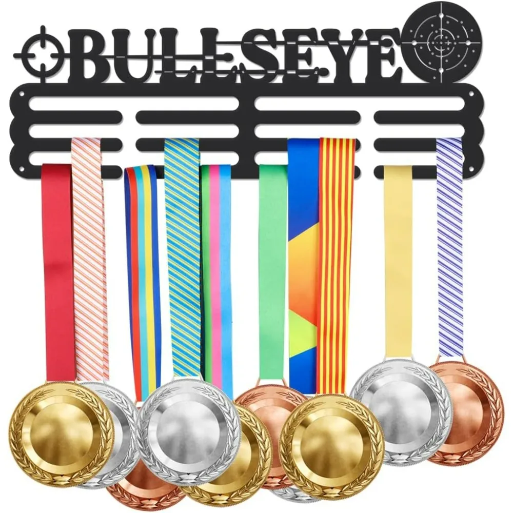 Bullseye Medal Holder Shooting Darts Bullseye Medals Display Iron Wall Mounted Hooks Medal Rack Display Competition Medal Holder