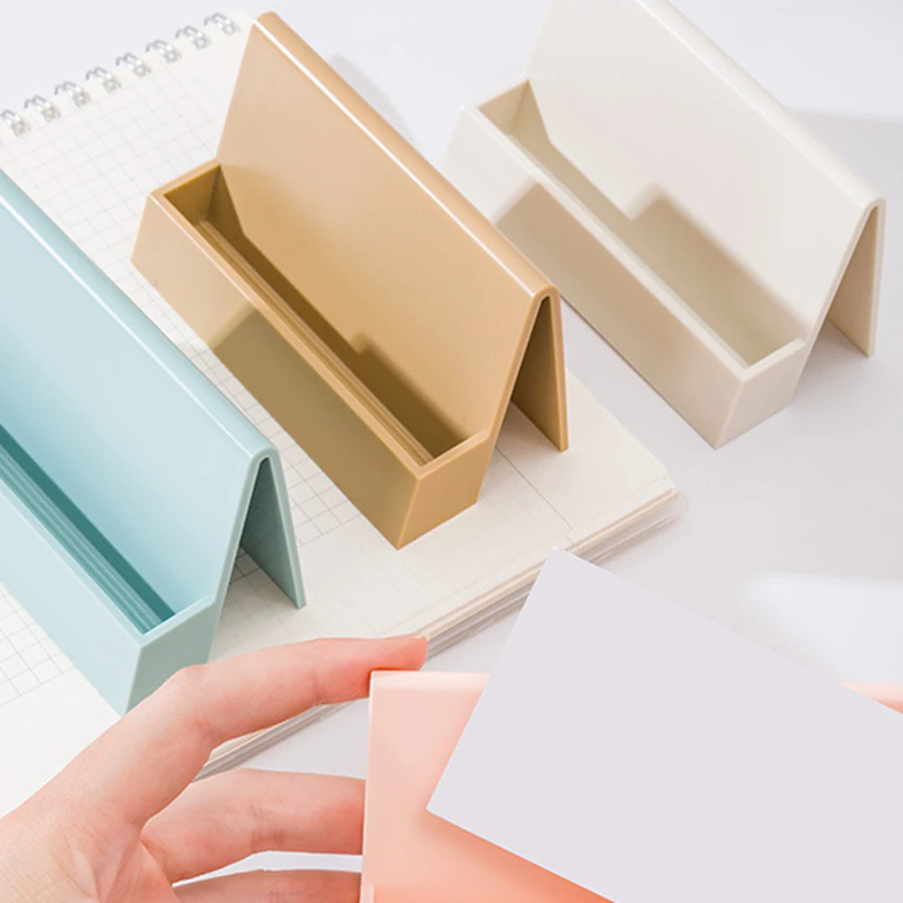 

2Pcs Office Desktop Organizer Business Card Storage Box Sturdy Plastic Name Card Holder Wear-Resistant Modern Desk Display Stand