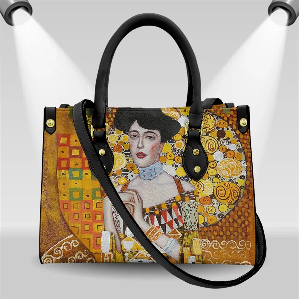 Oil Painting Kiss/Waterlily Designer Handbags Gustav Klimt/Monet Women's Leather Shoulder Bags Daily Casual Crossbody Bag Bolso