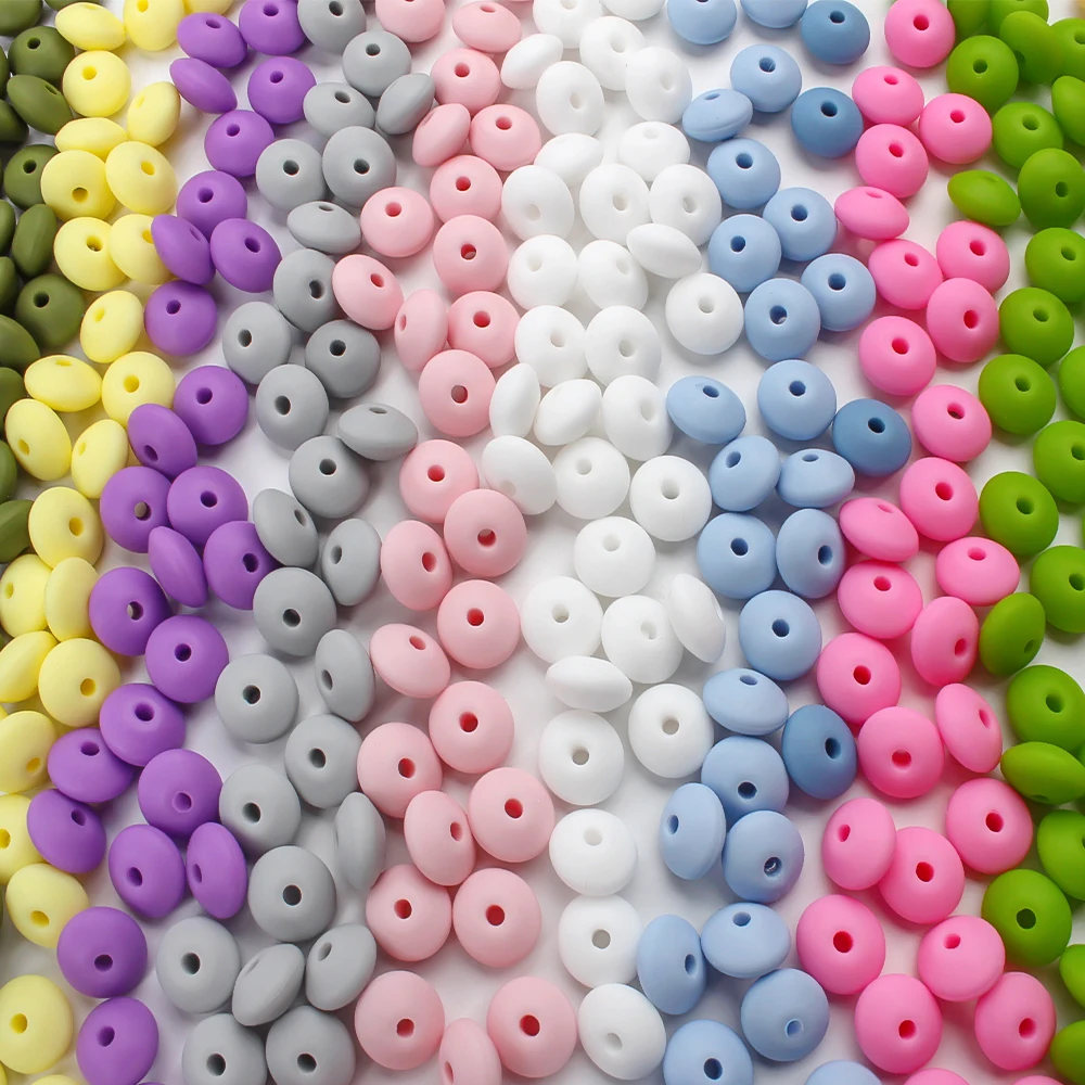 20/50/100Pcs 12MM Silicone Beads Lentil Beads Mix Color Set For Jewelry Making DIY Necklace Bracelet Accessories Wholesale