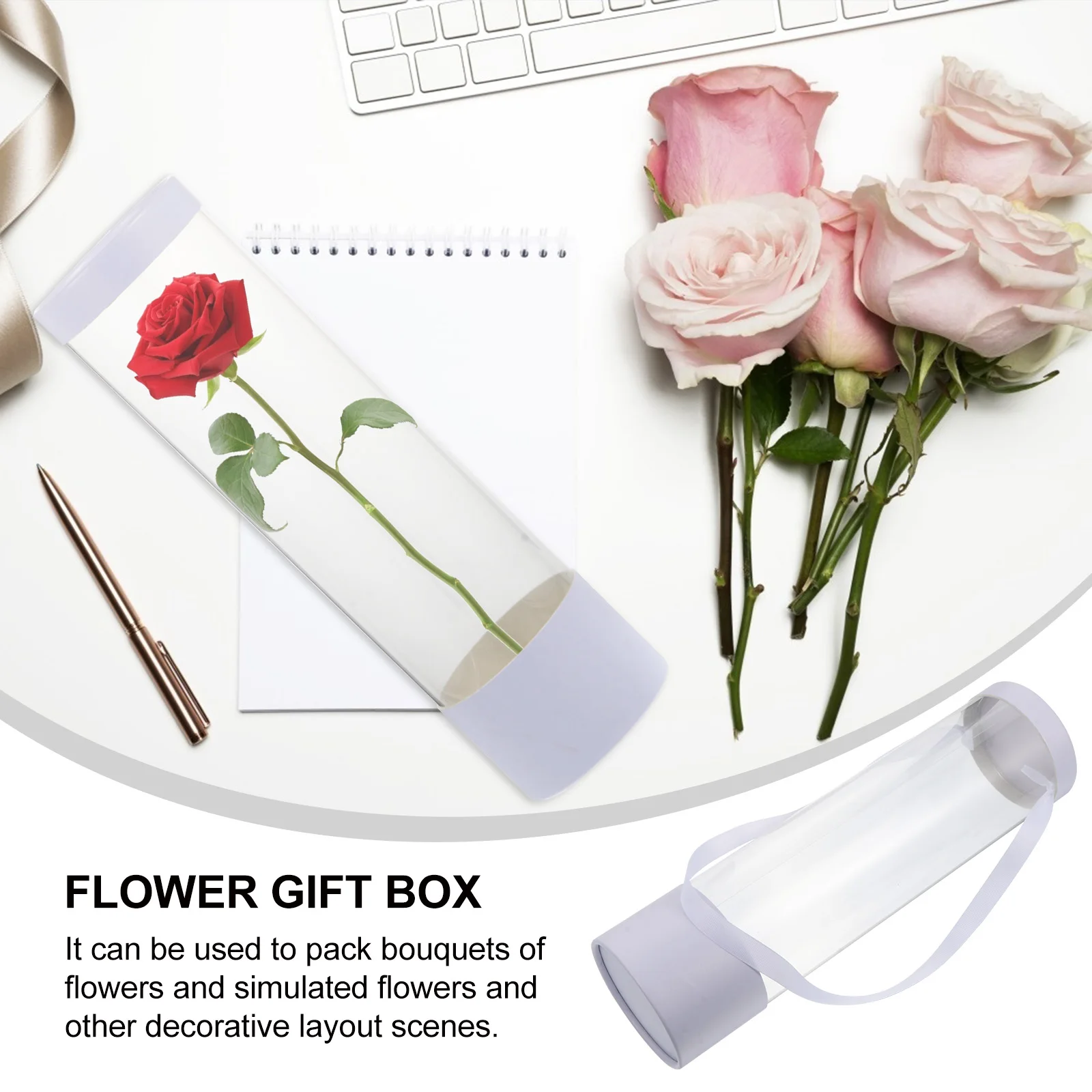 

Transparent Long Tube Flower Box PVC Round Container for Bouquet Packaging Gift Box Wedding Birthday Flower