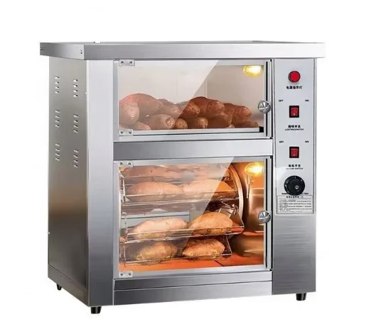 Compact commercial automatic electric street stall sweet potato roaster with gearbox and motor