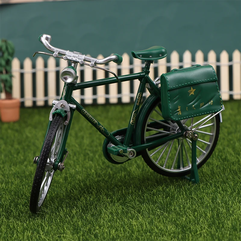 Simulation Collection Gifts Toys For Boys 1:10 Model Mini Retro Alloy Bicycle Diecast Mountain Metal Bike With Inflation Pump