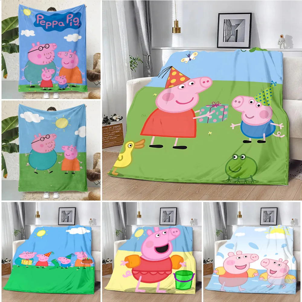 Printed Blanket Picnic Blankets Warm Blanket Soft and Comfortable Blanket P-Peppa Pigs Home Travel Birthday Gift