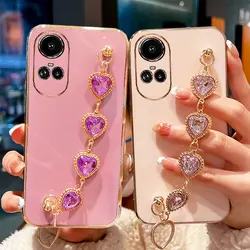 Reno10 5G Case Luxury Diamond Bracelet Chain Silicone Case for Oppo Reno10 Pro 5G Reno 7 8 Lite 8T 7Z 5Z Coque Cover Reno 10 Pro