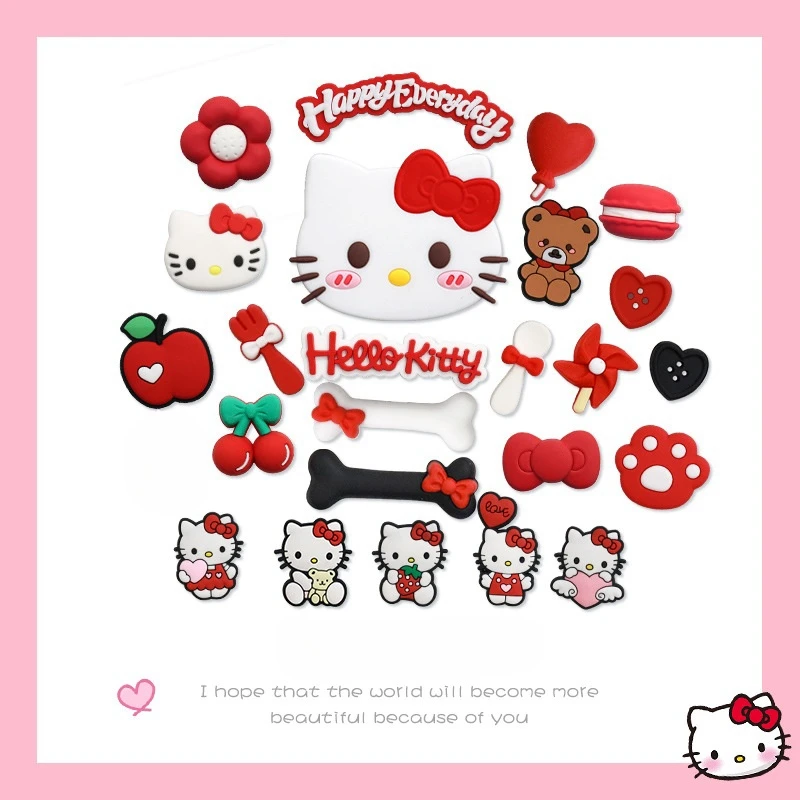 New Hello Kitty Shoe Accessories for Clogs Classic Cartoon Sandals Indoor Slippers JIBBITZ  Birthday Gift Creative Party Gift image 5
