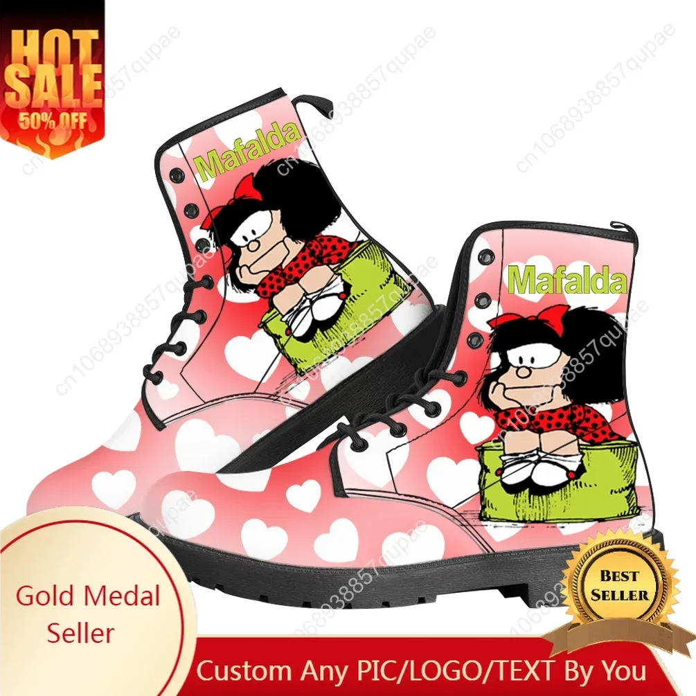 

Ботинки на плоской подошве Mafalda с рисунком аниме, милая обувь для мужчин, женщин и подростков, повседневная уличная обувь, высококачественная индивидуальная обувь для пар