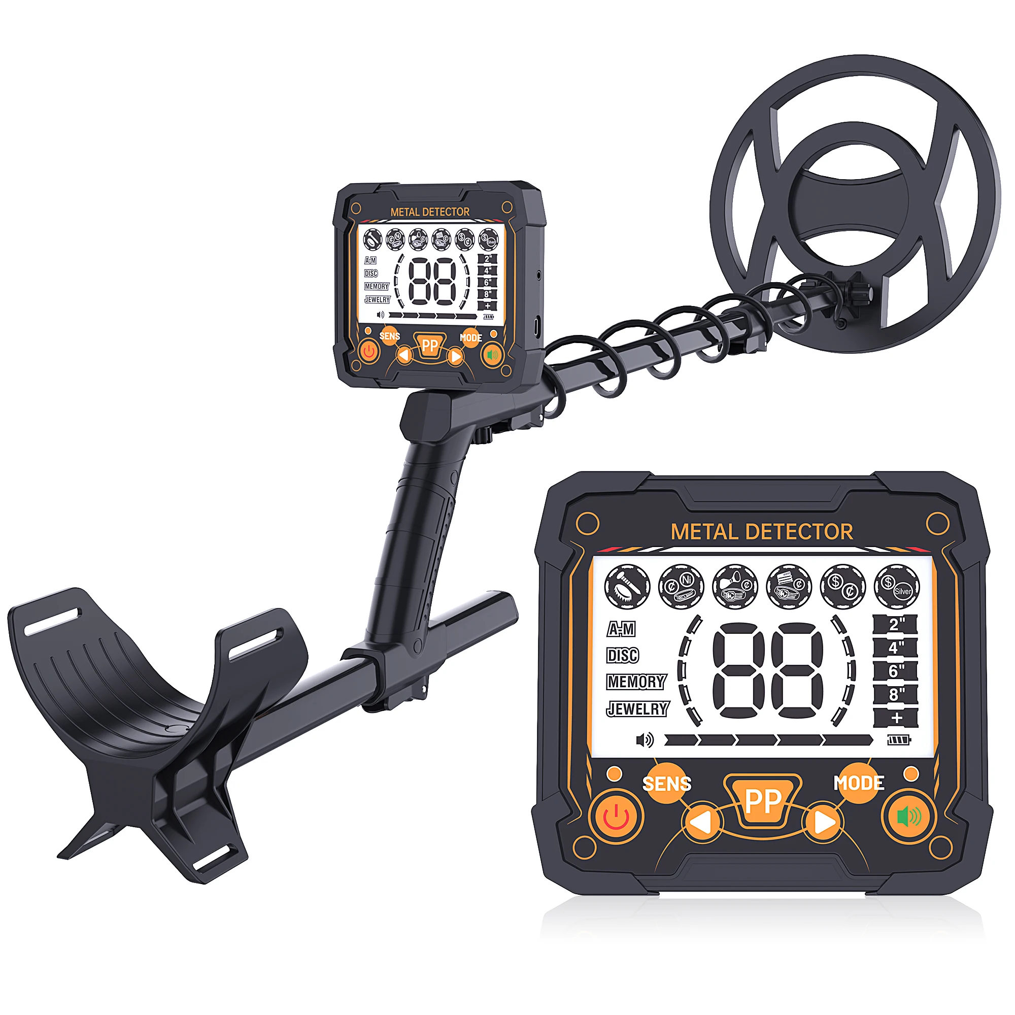 Best Long Range Gold Metal Detector Rechargeable IP68 Fully Waterproof  Search Coil and 5.8MHz Frequency