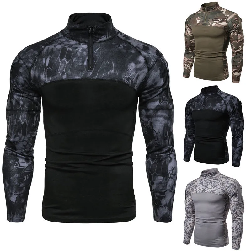 Training uniform - Youth style, stand-up collar, long sleeves, military enthusiast outdoor elastic tight tactical suit - AC04