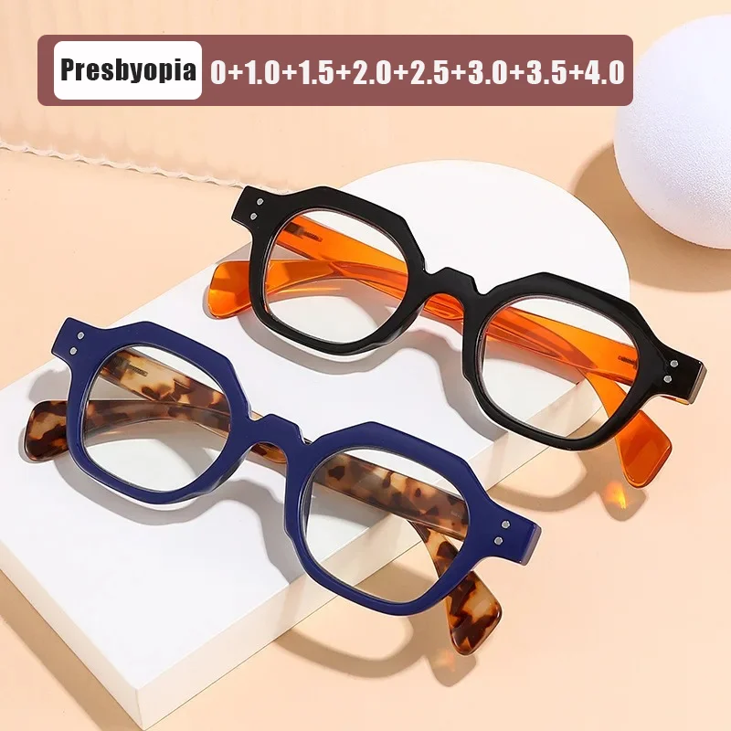 

Women's INS Style Fashion Polygon Reading Glasses Retro Classic Style HD Anti-blue Light Presbyopia Glasses Diopter 0 To +4.0