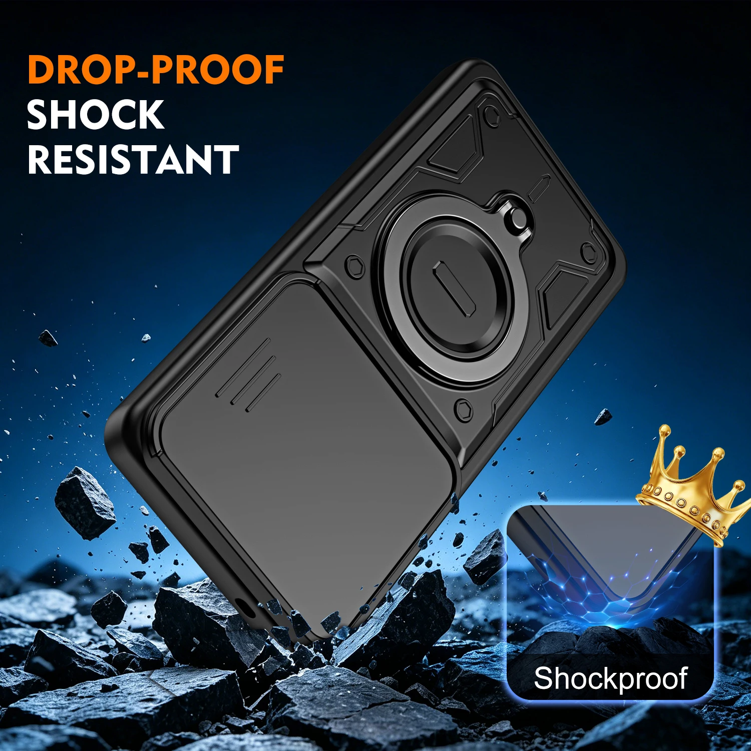 Magnetische Metall-Ständerhülle für Samsung Galaxy A07 A17 A26 A36 A56 A37 A57 S26 Plus Ultra mit drehbarem Schiebe-Kameraschutz – Detail 9