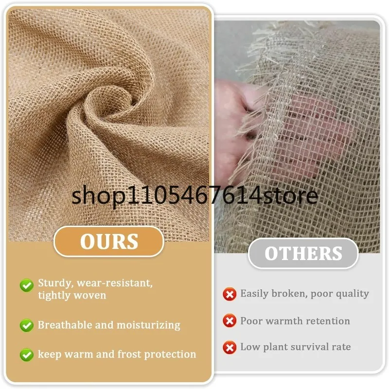 Plant Covers Freeze Protection Natural Burlap Fabric Multipurpose Tree Wrap High Density Jute Fiber,Weed Barrier,Weddings Decor