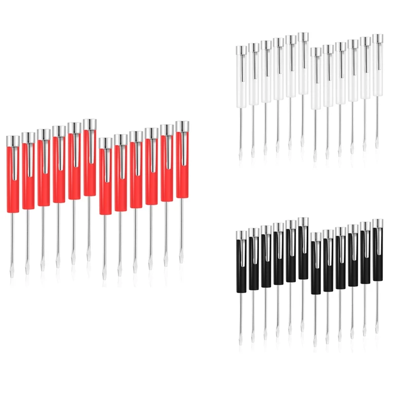 포켓 스크루 드라이버 상단 및 클립 플랫 블레이드 스크루 드라이버, 기계 전기 기사 수리 도구, 5.2 인치, 내구성 흰색, 12 개