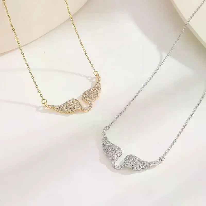 Angel Wing Necklace Women's Diamond-encrusted Fashionable Temperament All-match Titanium Steel Clavicle Chain