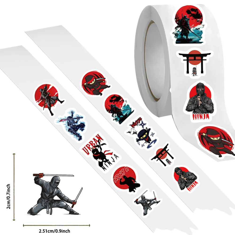 500Pcs Cool Ninja Stickers Roll Japanese Warrior Cartoon Decals Waterproof Kids Toys for DIY Phone Bike Laptop Stationery Decor