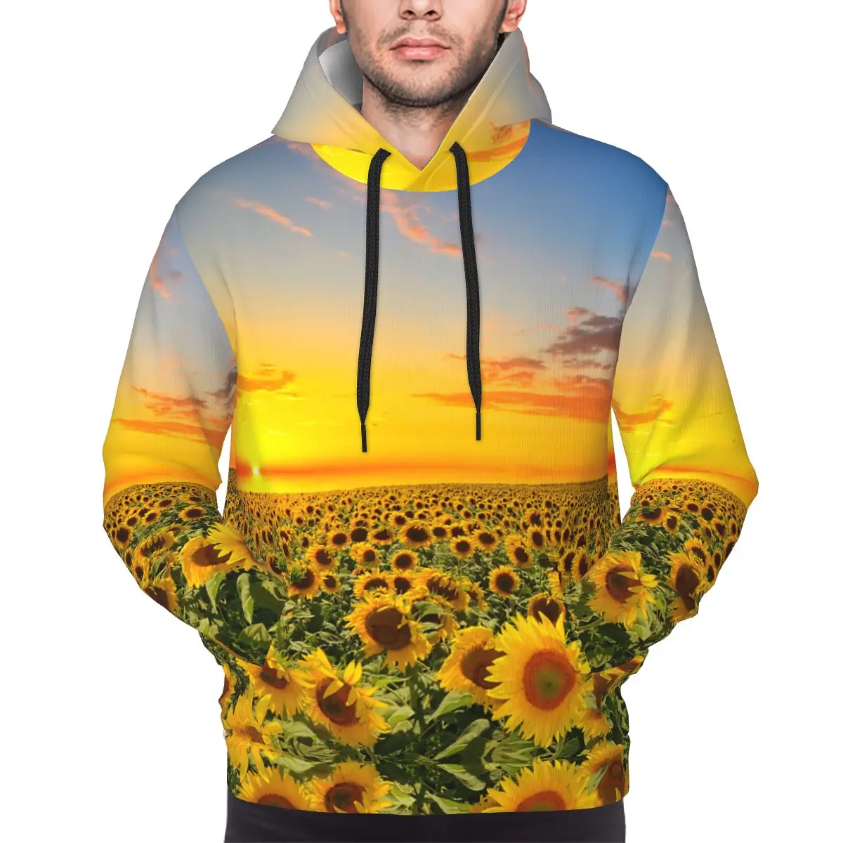 Sunflower Hoodie Men Women Sweatshirt Graphic Blossom Floral Landscape Pocket Hoodies Stylish Hoodie Pullover Long Sleeve Shirts