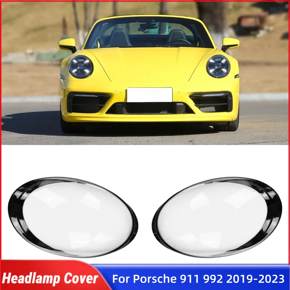 

For Porsche 911 992 2019 2020 2021 2022 2023 Car Front Headlight Lens Cover Lampshades Lamp Shell Headlight Rubber Cover