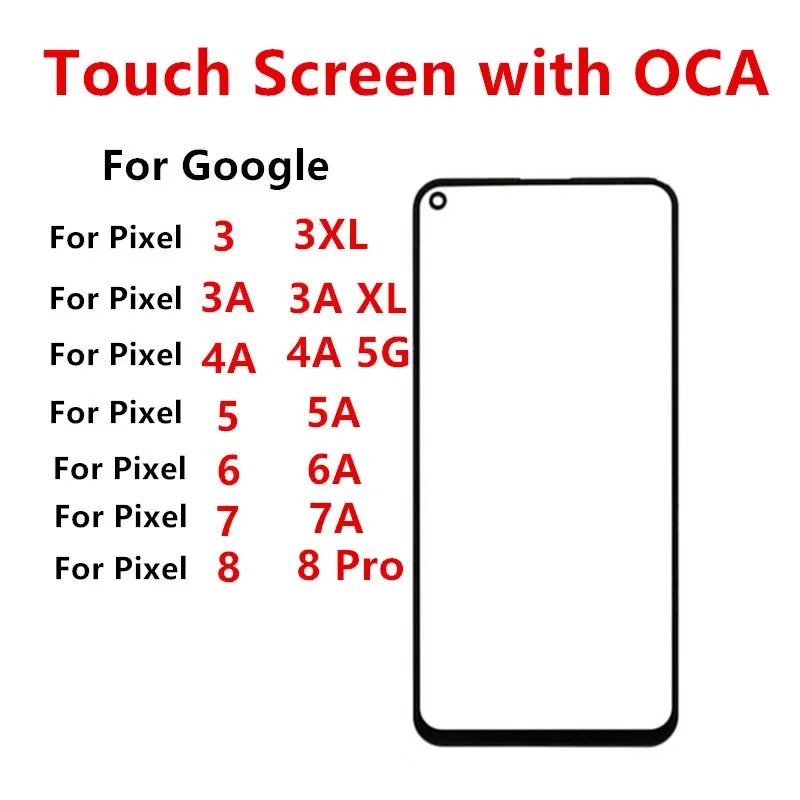 Front Glass For Google Pixel 8 Pro 7A 4A 5G 3 3A XL 7 6A 6 5 5A Outer Screen Touch Panel LCD Display Cover Repair Part + OCA