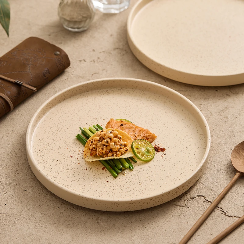 Brown Round Ceramic Dinner Plate 8-inch Wear-resistant Ideal Family Desserts Breakfast Modern Hotel Tableware Cooking Plate
