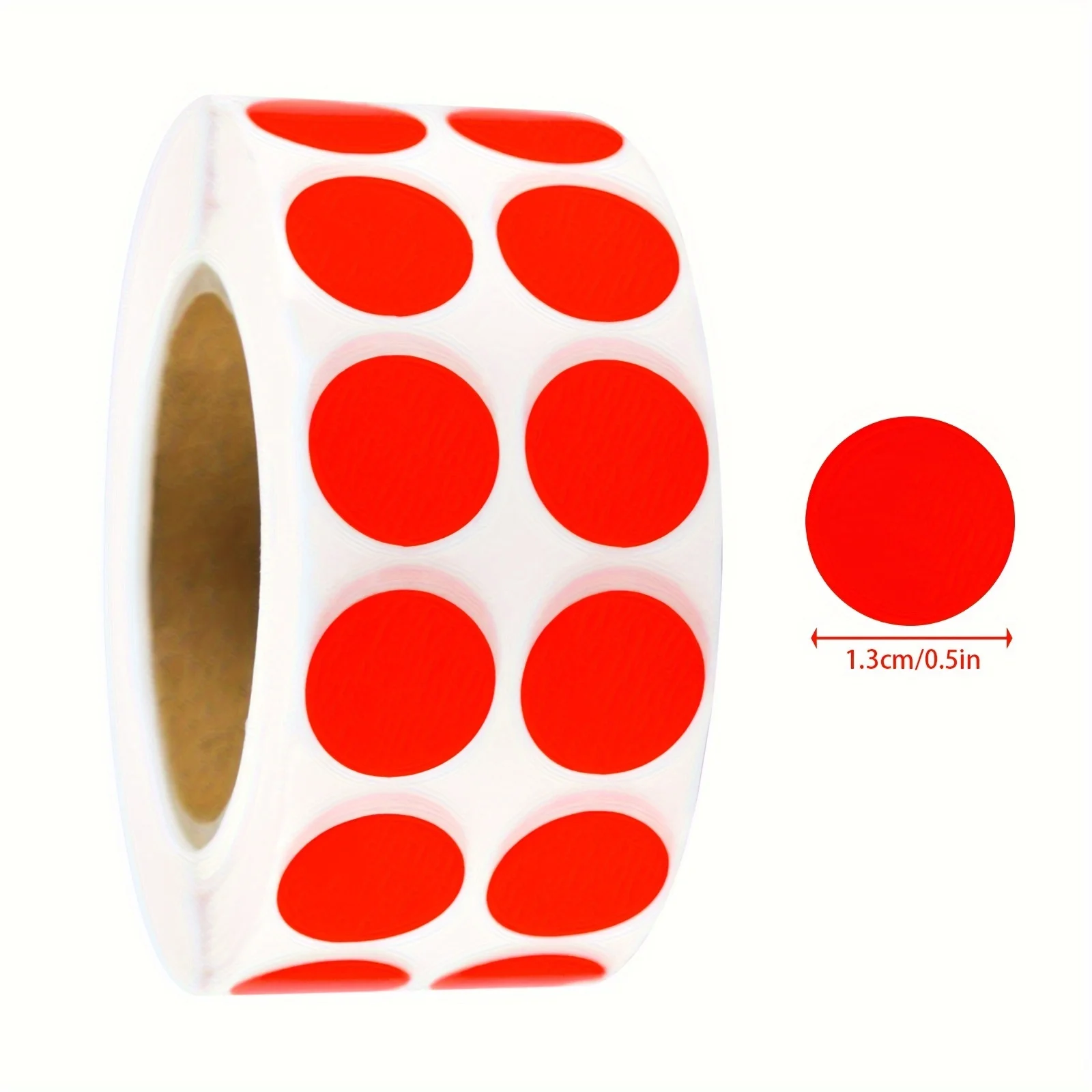 2000Pcs-1.3Cm/0.5In Double-Row Red Round Dot Labels, Colorful Coded Round Stickers, Small Round Dot Stickers, Self-Adhesive, for File Classification, Marking Key Points, Coloring, Students, Classroom, Office Organization